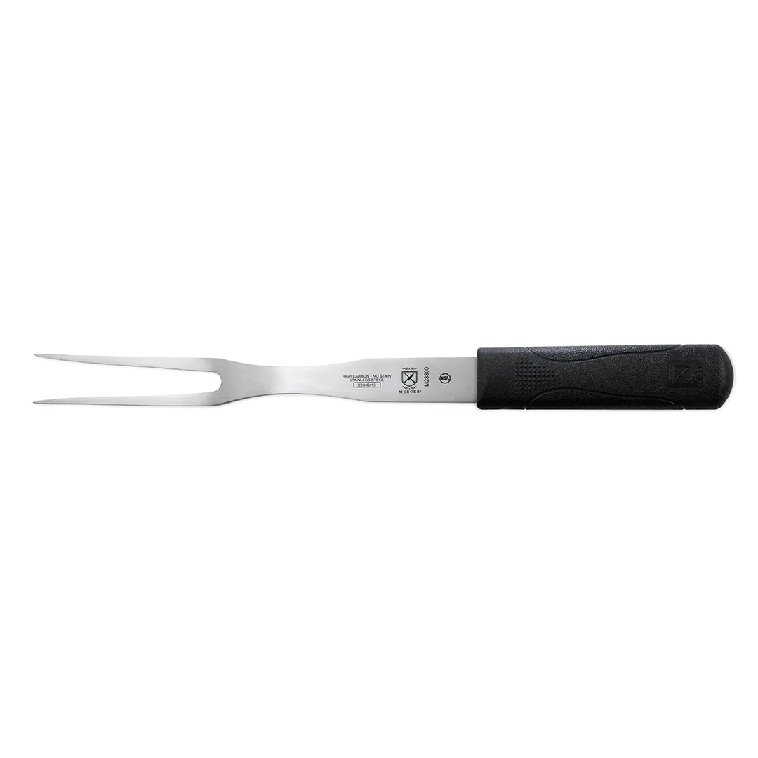 Mercer M23800 Millennia Cooks Fork, 8", 13" Length, Carbon Steel, Plastic Handle, NSF