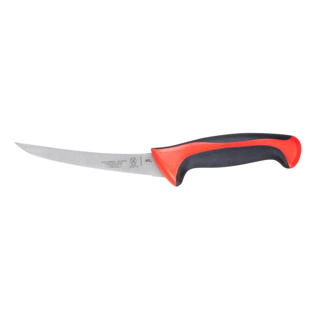 Mercer M23820RD Boning Knife – 6" Curved Stamped Blade, Red Santoprene/Polypropylene Handle, NSF
