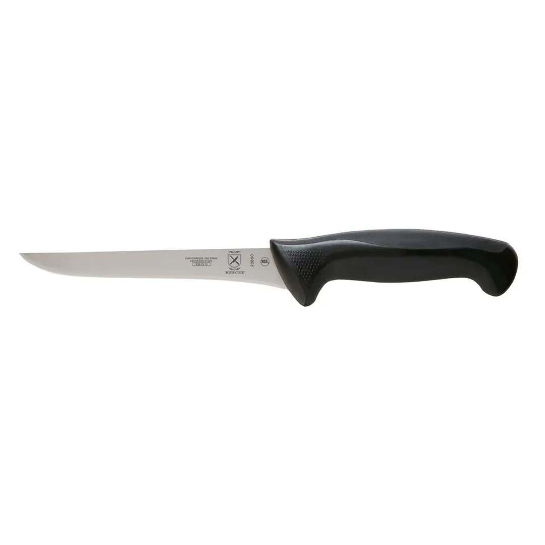 Mercer M23850 - 6" Flexible Boning Knife, Carbon Steel Blade, Black Santoprene Handle, NSF