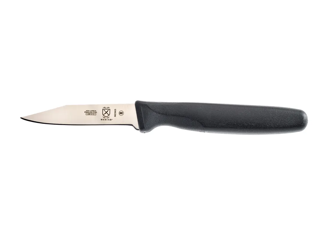 Mercer M23905 - Paring Knife, 3.25" Stamped Blade, High‑Carbon Steel, Non‑Slip Santoprene Handle NSF