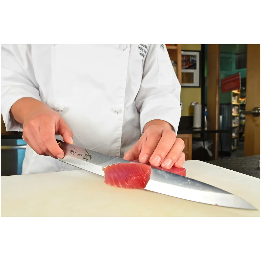 Mercer M24012PL - 12" Asian Sashimi Knife, Carbon Steel Blade, Santoprene Handle, NSF