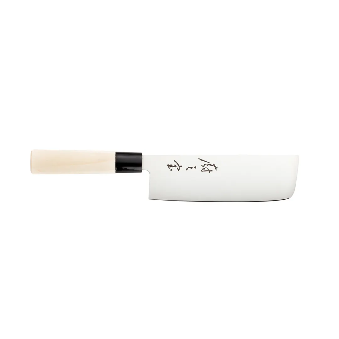 Mercer M24307 - Nakiri Knife, 7" Stamped High Carbon Steel Double Edge, 15° Edge, Wood Handle