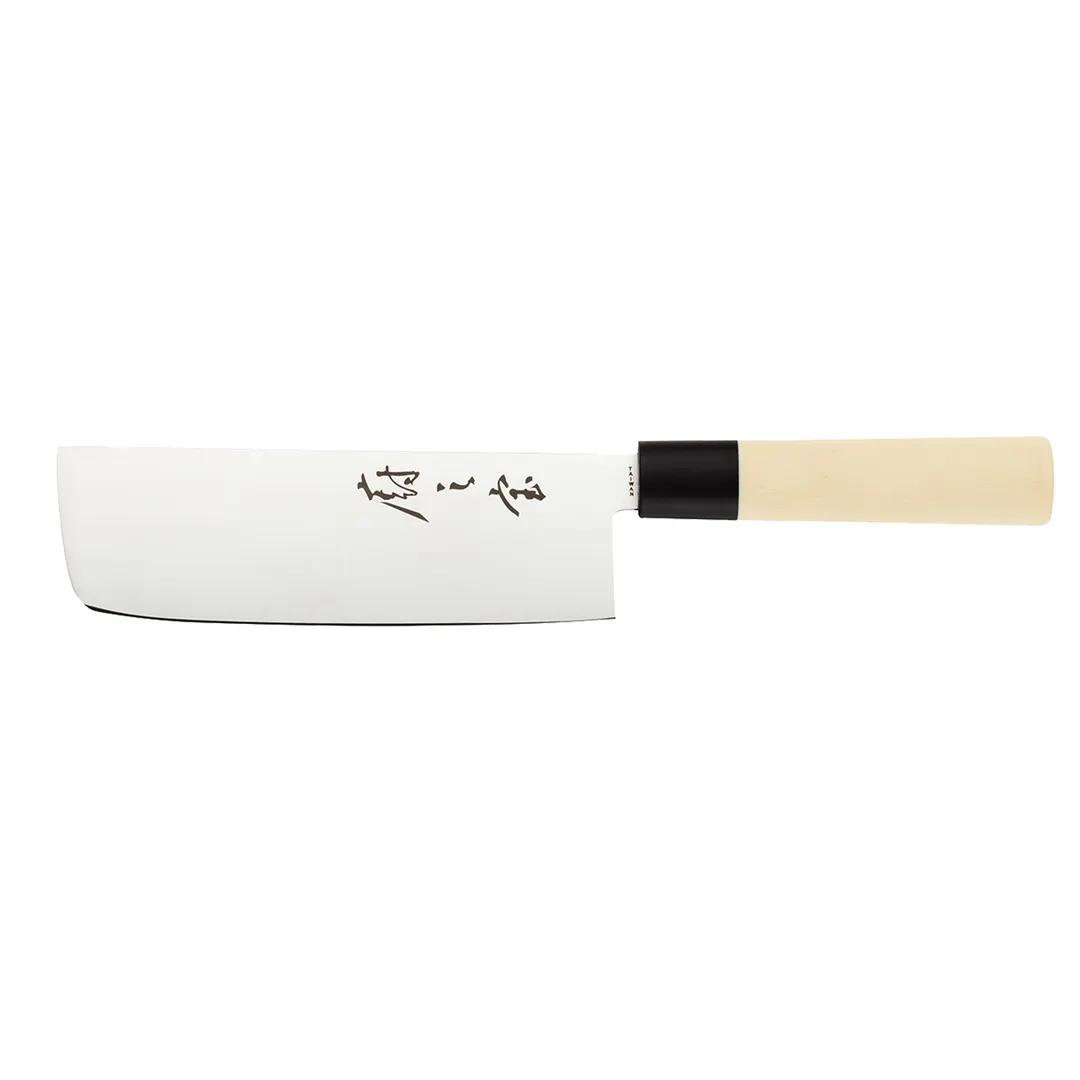 Mercer M24307PL - Nakiri 7" Knife, Carbon Steel 15° Edge, Santoprene Handle, NSF