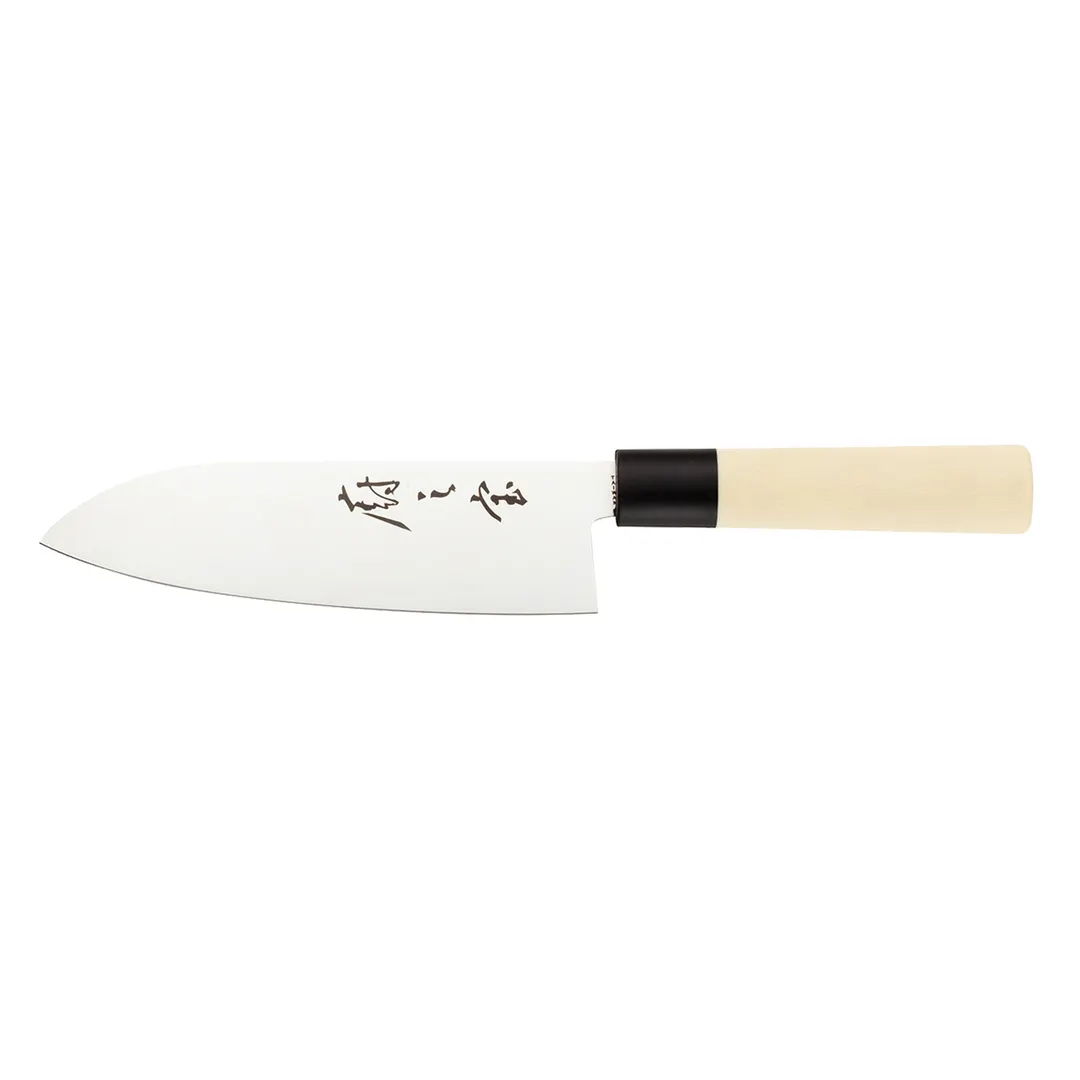 Mercer M24407PL - 7" Stamped Santoku Knife, Carbon Steel Double Edge 16°, Santoprene Handle, NSF