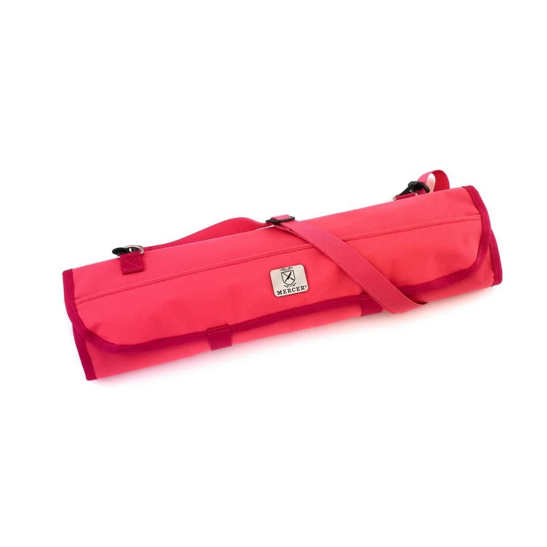 Mercer M30007PK Knife Roll - 21" x 8" x 1" Soft Bag, Pink, 7‑Pocket, Hook‑Loop Closure, Strap