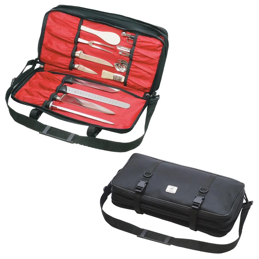 Mercer M30429M Knife Case - 21" x 10" x 4" 21-Pocket, 3 Compartments, Safety Straps, Shoulder Strap