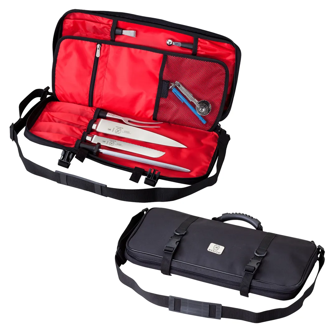 Mercer M30512M Knife Case - 12-Pocket Nylon, Single Zip, 2 Zips, Straps, Shoulder Strap, ID Pocket