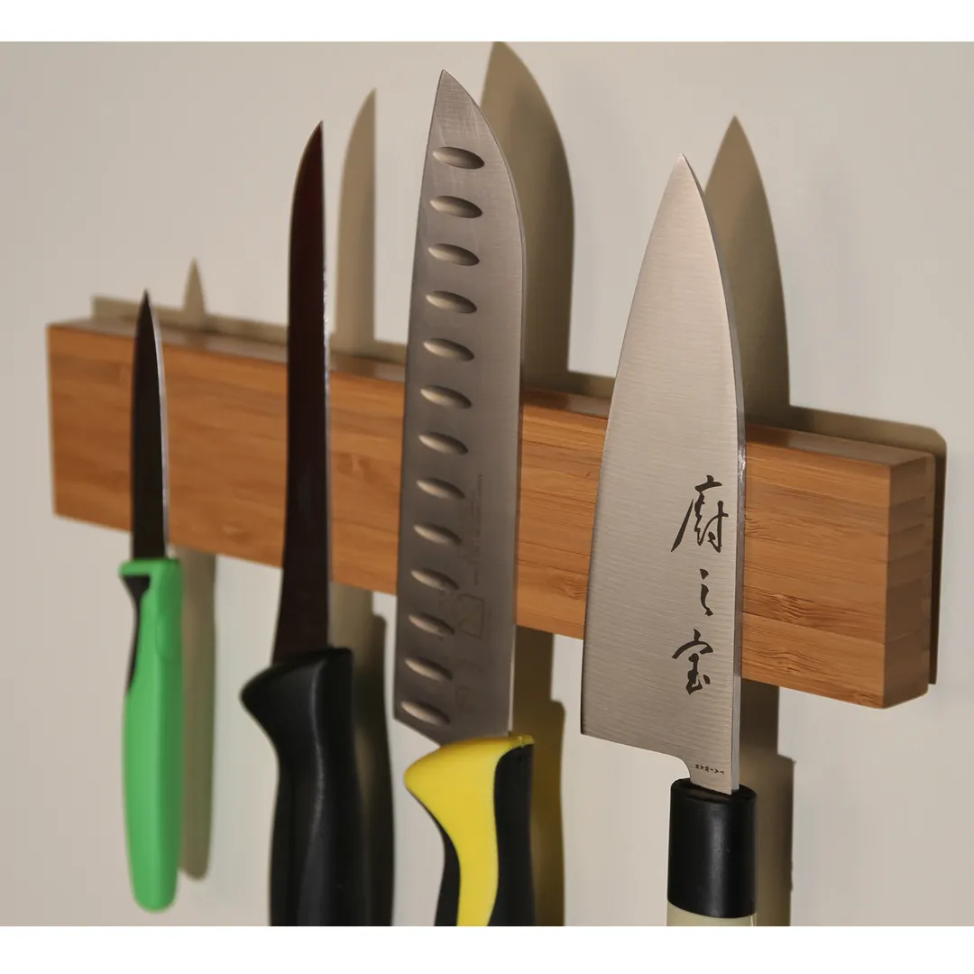 Mercer M30730RW Magnetic Knife Holder, 12" Bar, 12" W x 2-3/8" D x 3/4" H, Keyhole Mount, Rubberwood