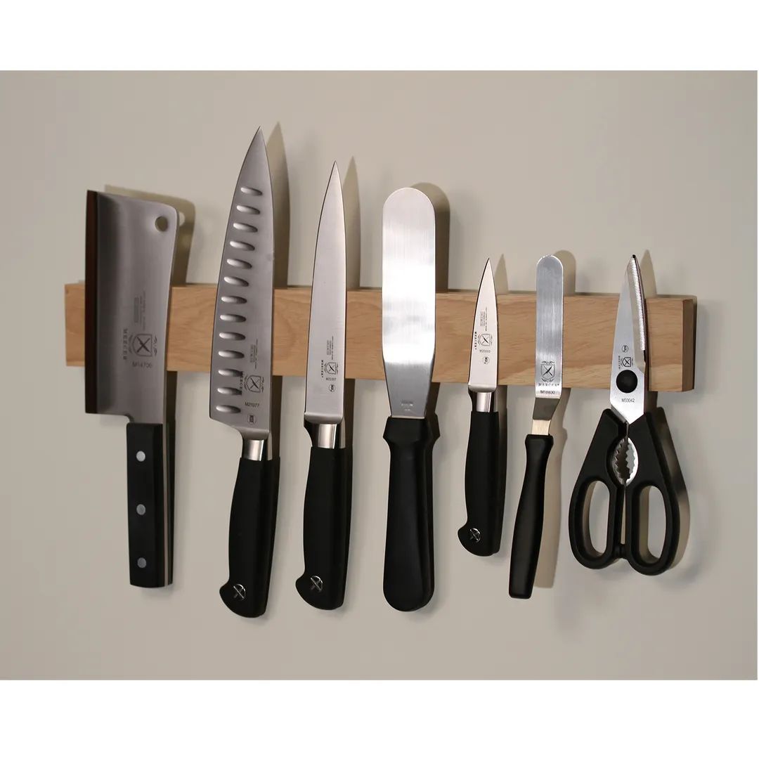 Mercer M30731RW Magnetic Knife Holder, 18" W x 2-3/8" D x 3/4" H, Magnets, Keyhole, Rubberwood