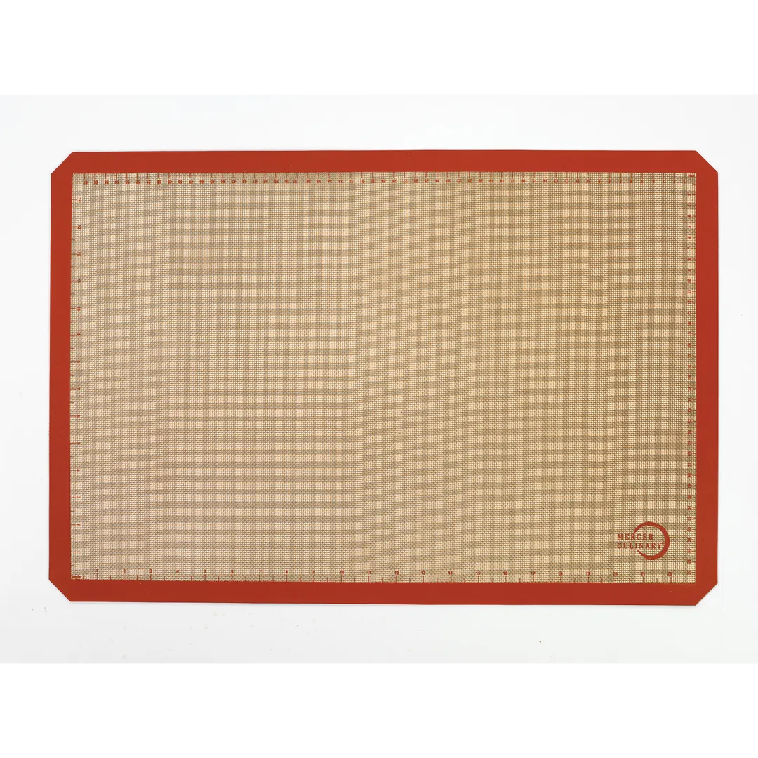 Mercer M31087OR Silicone Baking Mat, 16.5" x 24.5", Orange Edge, Marks, 480°F, Angle‑Cut Corners