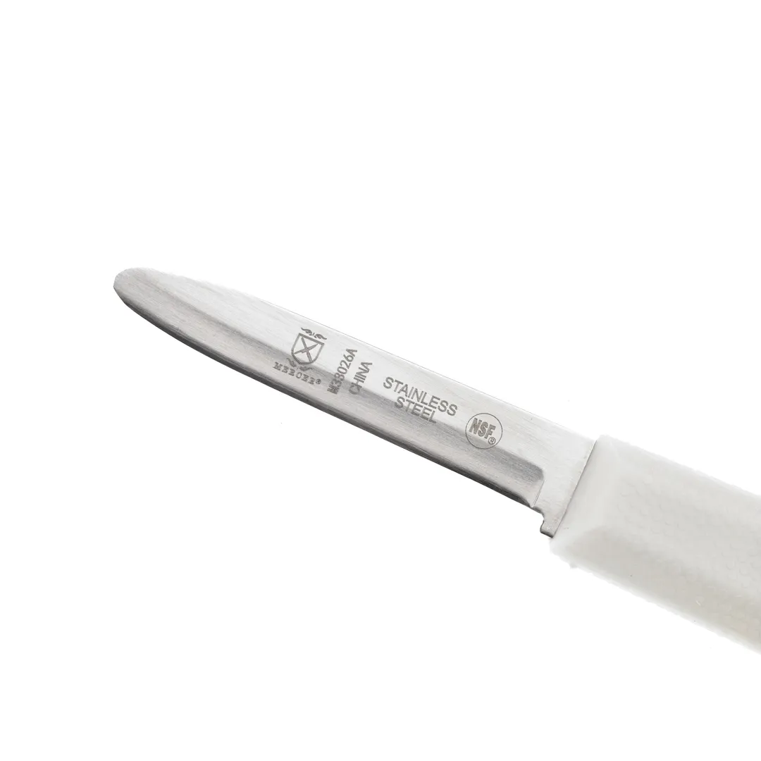 Mercer M33026A - 3-1/4" Clam & Oyster Knife, High Carbon Steel Blade, White PP Handle, NSF