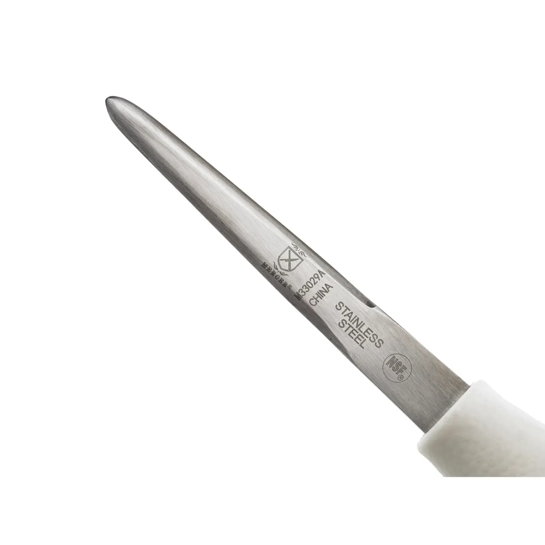 Mercer M33029A Oyster Knife – Boston 4" Japanese Steel Blade, White PP Handle, NSF