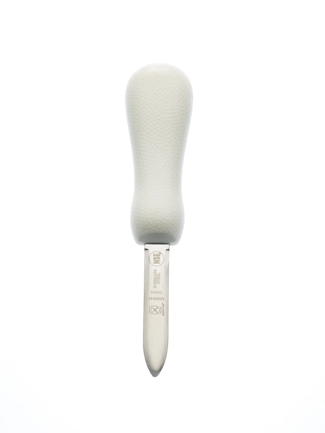 Mercer M33054A Oyster Knife - Providence, 2.75" Japanese Steel Blade, White Textured Handle, NSF