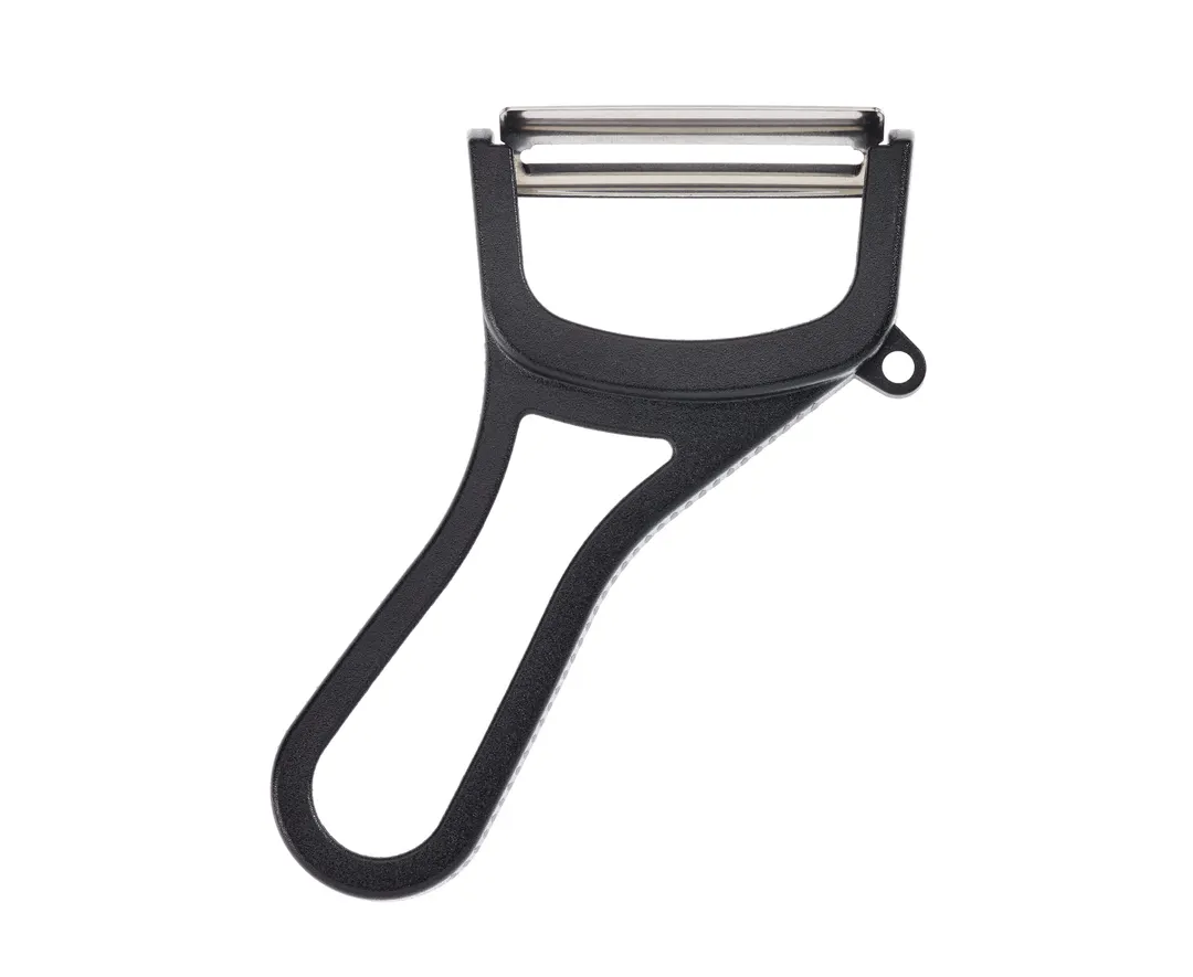 Mercer M33076BKB Angled Y-Peeler, Black Textured Polypropylene, Bulk Vegetable Peeler - 7" Blade