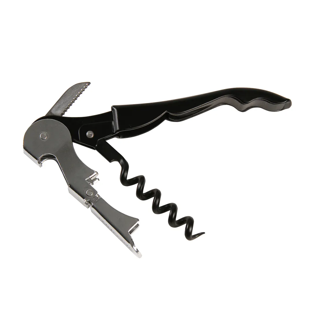 Mercer M33082 Waiter’s Corkscrew, 4-3/4" Black Handle, Non-Stick 5-Turn Worm, Hardened Steel