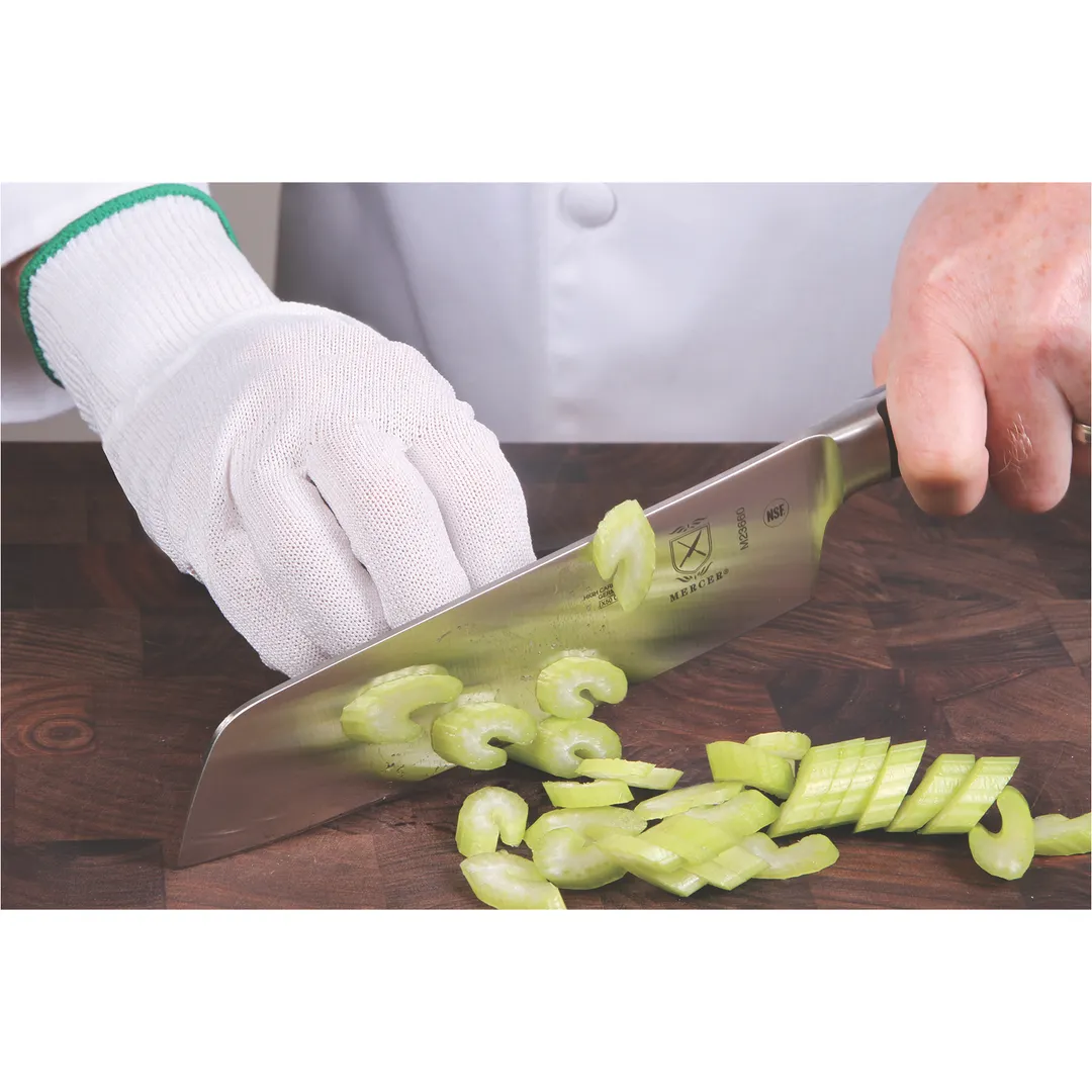 Mercer M33411M Cut Resistant Glove – Medium, White/Green Cuff, 13‑Gauge Spectra, ANSI A4, Washable