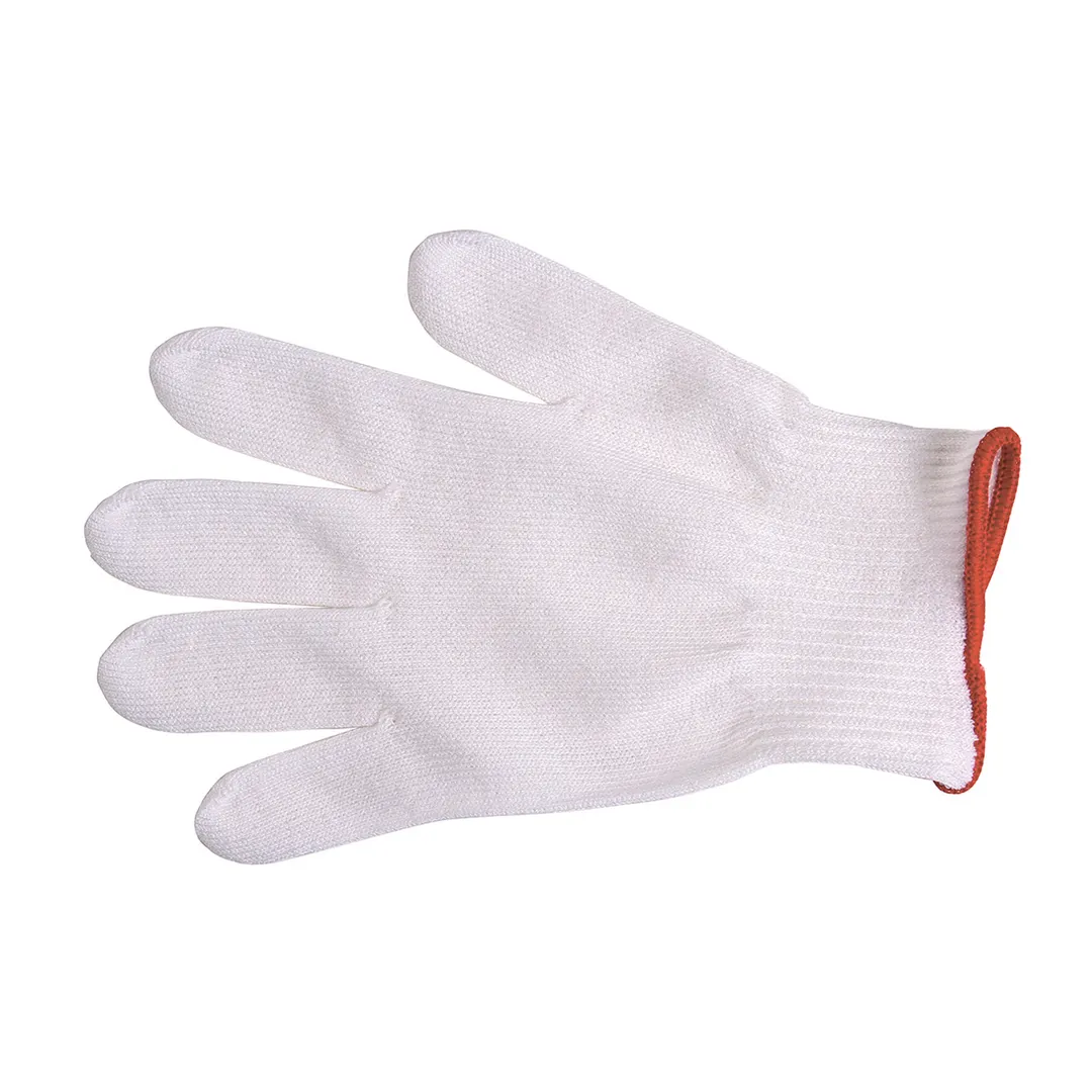Mercer M33411S Cut Resistant Glove – Small, 13G Spectra Fiber, White/Red Cuff, ANSI A4, FDA Approved