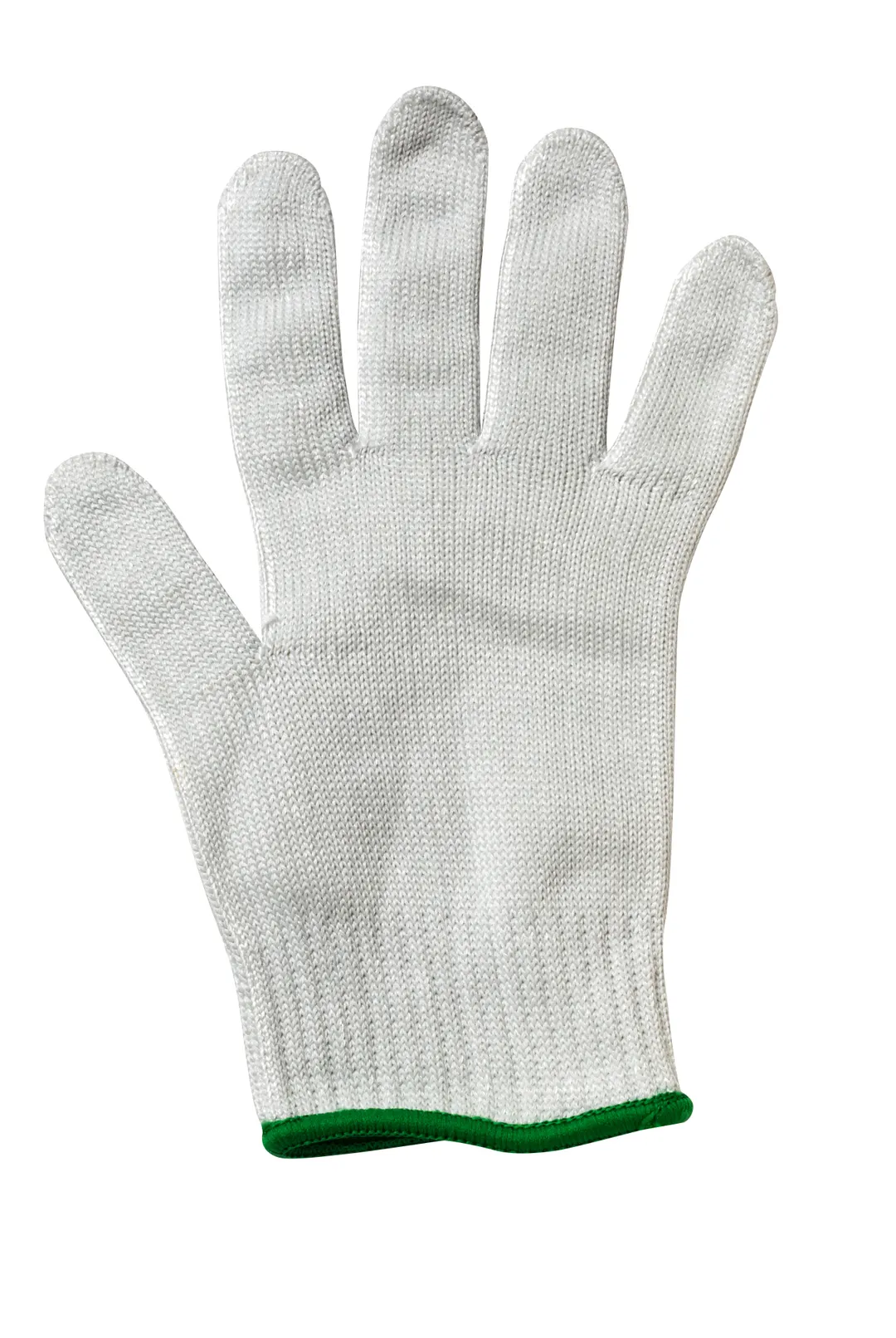 Mercer M33413M Millennia Cut Glove, Size M 10‑Gauge, White/Green Cuff, Stainless Steel, ANSI A5