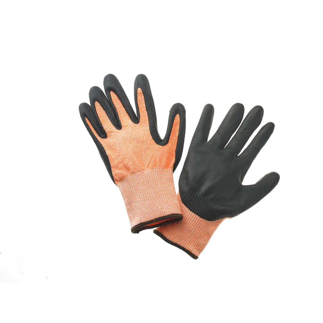 Mercer M33425L Cut Resistant Glove, Orange/Brown Cuff, HPPE with Nitrile Palm, ANSI A4, FDA Approved