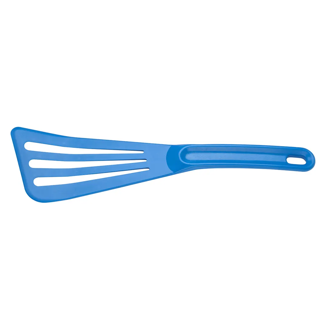 Mercer M35110BL Plastic Turner - 3-1/2" Slotted, 12" Length, Nylon Handle, Blue, Nylon 430°F, NSF