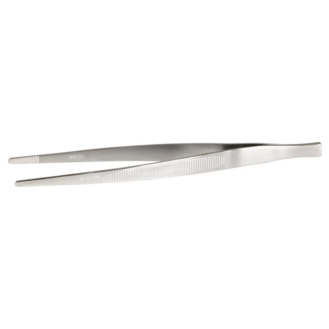 Mercer M35135 Precision Tongs - 6-1/8" Straight, Serrated Inner Tips, 18/8 Stainless Steel