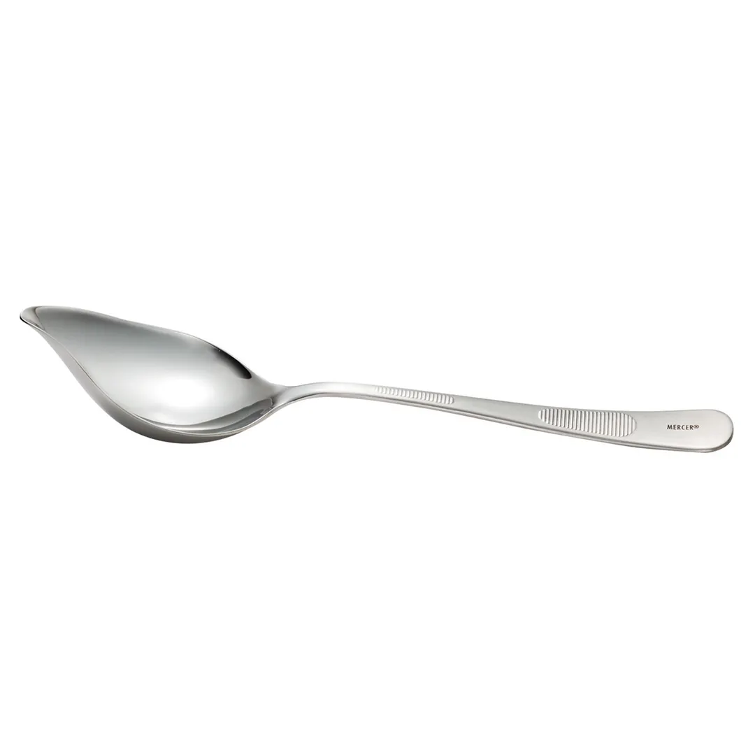 Mercer M35142 Saucier Spoon, 1 oz, 8-1/2" Bowl, Spout, Micro‑Serration, Handle, 18/8 Stainless Steel