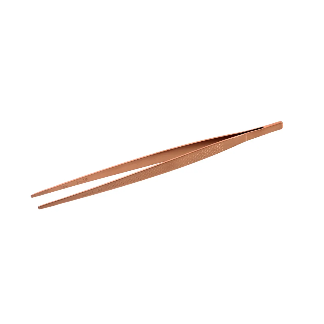 Mercer M35230RG Tongs - 9-3/8" Straight, Rose Gold Satin, Grips, Serrated Tips, 18/8 Stainless Steel