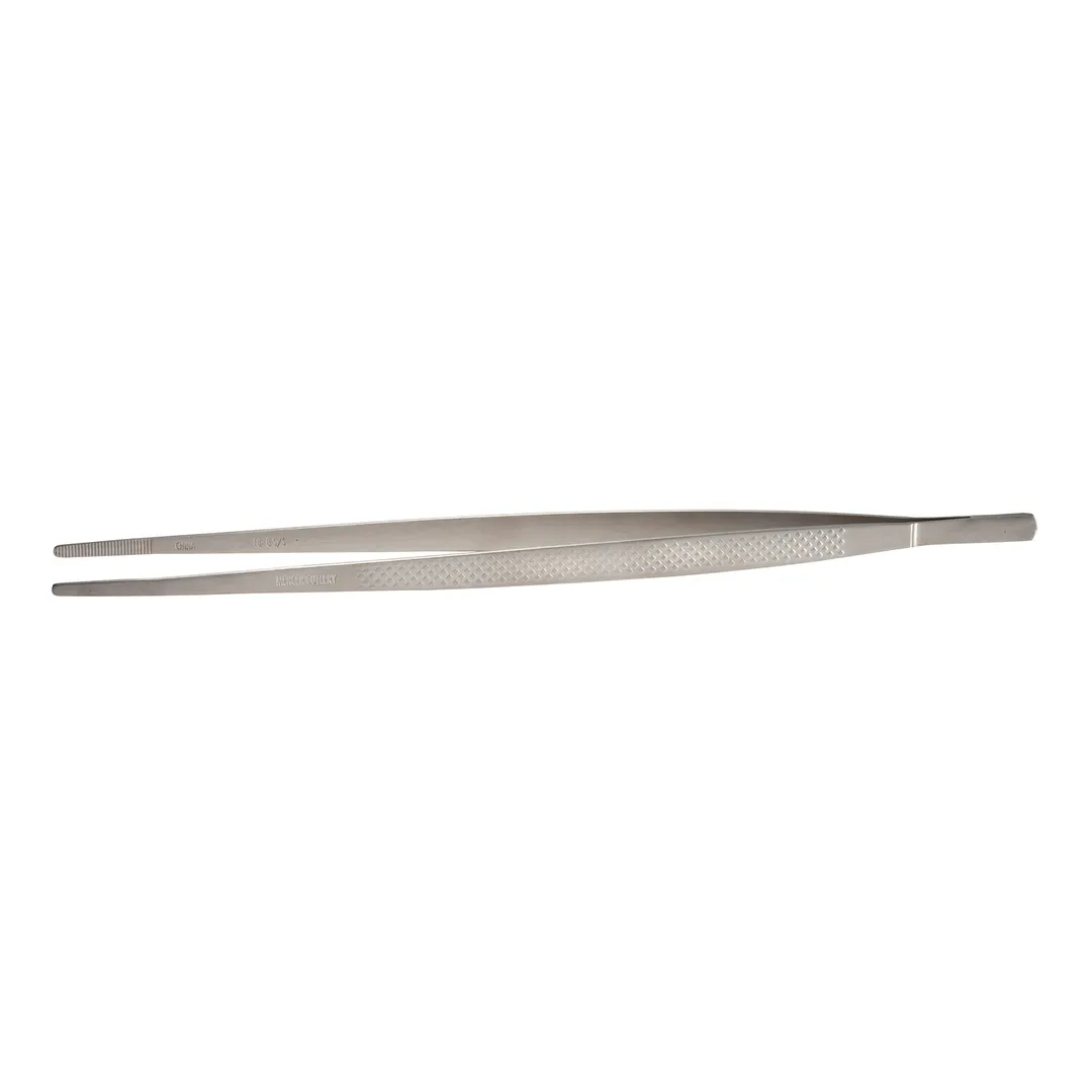 Mercer M35232 Tongs - 11-3/4" Dual Cross-Hatch Grips, Serrated Tips, 18/8 Stainless Steel - 10-11"