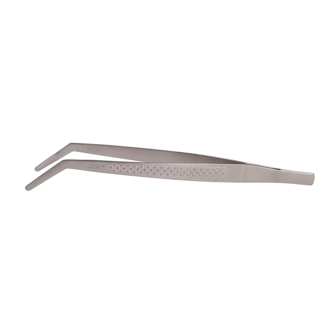 Mercer M35234 Tongs – 6-1/8" Curved Tip, Cross‑Hatch Grips, Serrated, 18/8 Stainless Steel