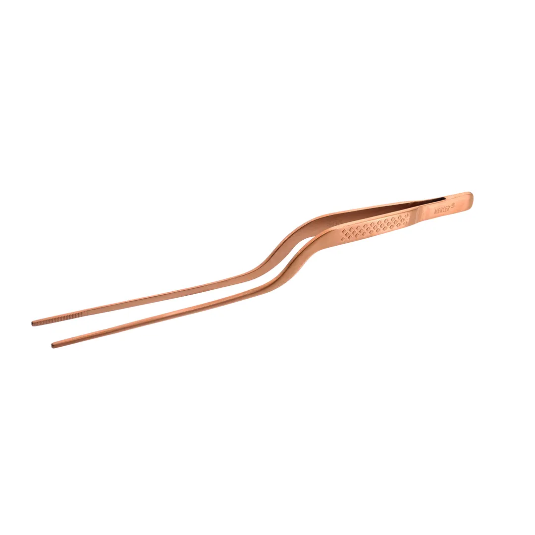 Mercer M35237RG Tongs, 7‑7/8" Offset, Rose Gold, Serrated Tips, 18/8 Stainless Steel