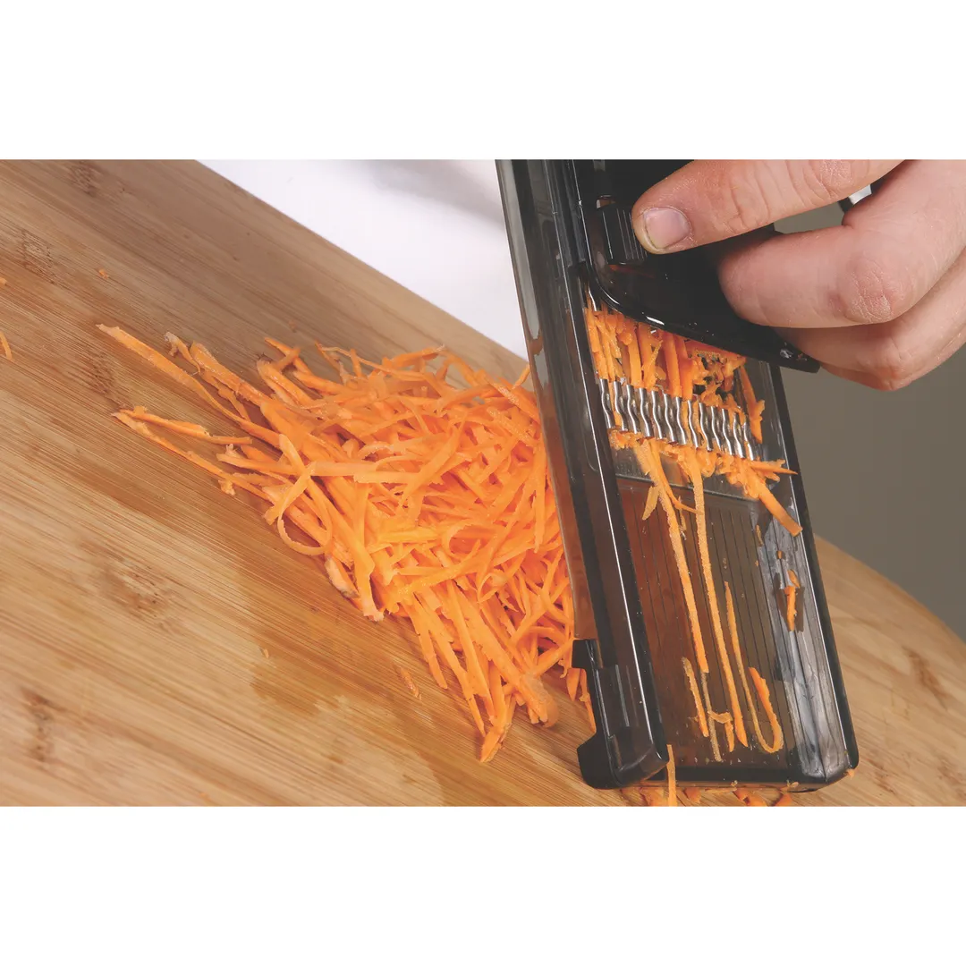 Mercer M35702 Mandoline Slicer – 12" Steel Blade, Plastic Frame, Rubber Handle, Non‑Slip Feet, Integral Hooks