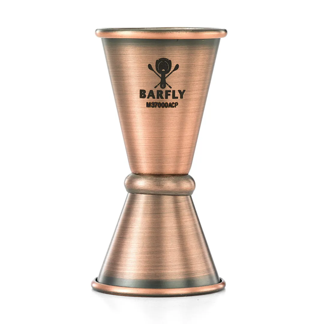 Mercer M37000ACP Japanese Jigger, 1/2 & 3/4 oz, 18/8 Stainless Steel Core, Copper-Plated