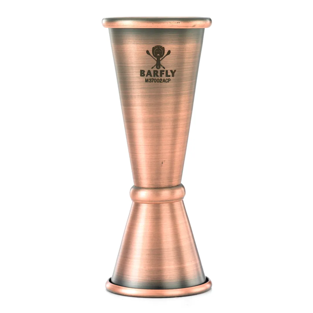 Mercer M37002ACP Barfly Jigger – 25 ml & 50 ml Capacities, 18/8 Stainless Steel, Copper‑Plated