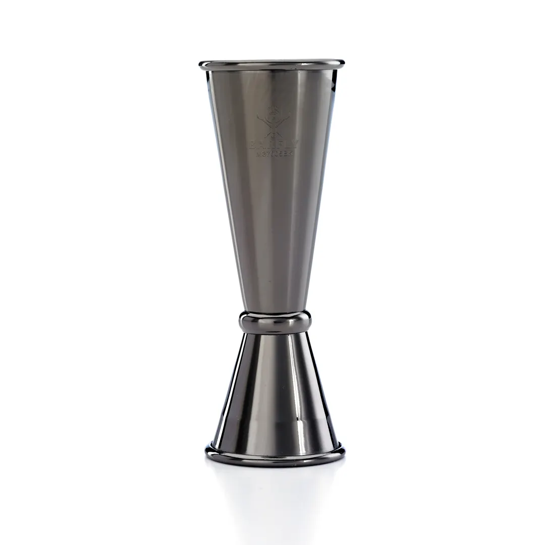 Mercer M37005BK Barfly Japanese Jigger, 1 oz / 2 oz, 18/8 Steel Core, Black-Plated