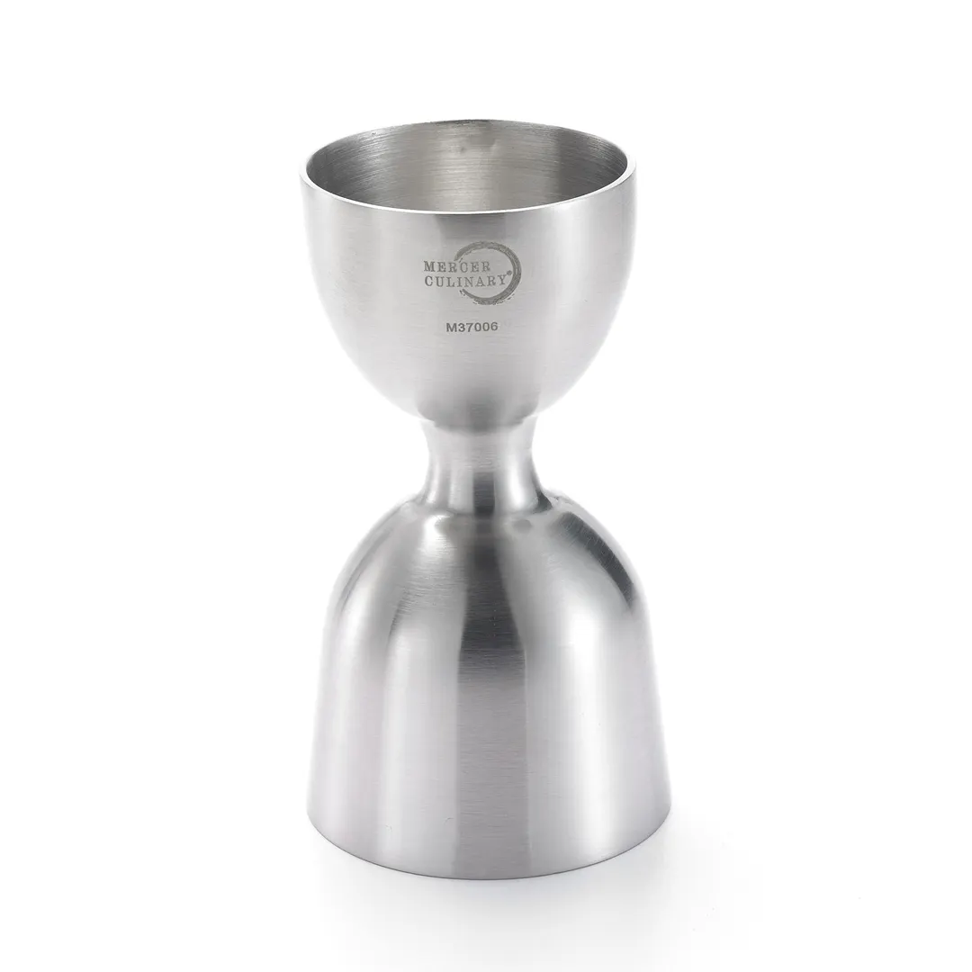 Mercer M37006 Barfly Straight Rim Jigger - 1 Oz / 2 Oz Dual, Stainless Steel with Markings