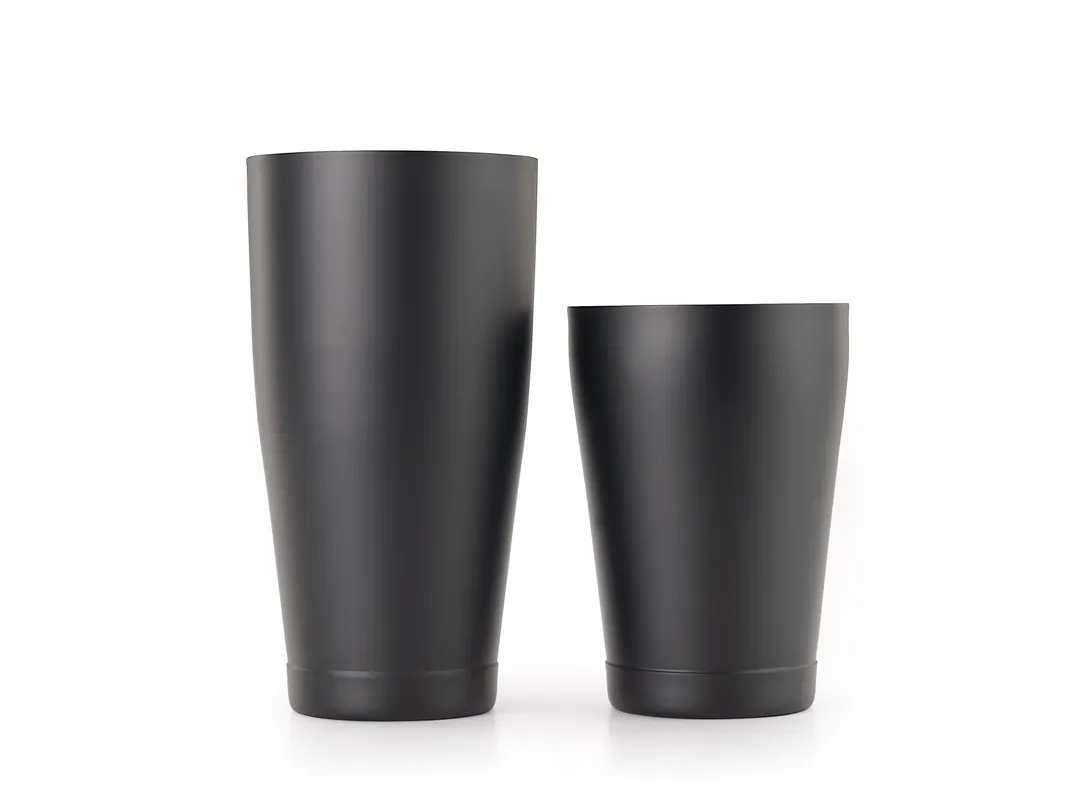 Mercer M37009MBK Shaker Set, 2‑Piece 28 oz & 18 oz Stainless Steel, Satin, Matte Black – Set