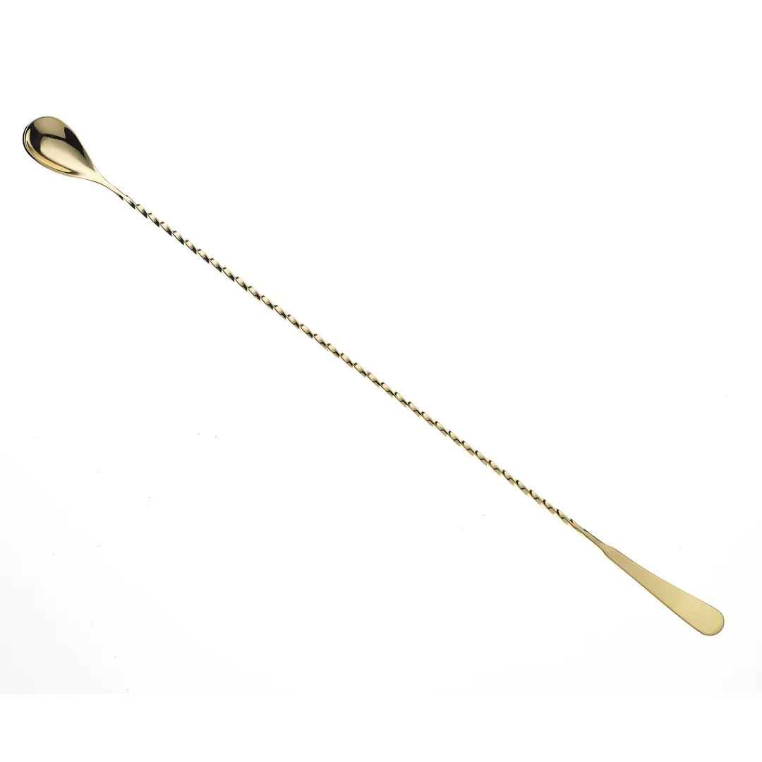 Mercer M37011GD Bar Spoon - Barfly Style, 17-1/8" Length, Stainless Steel, Gold, Twisted Stem
