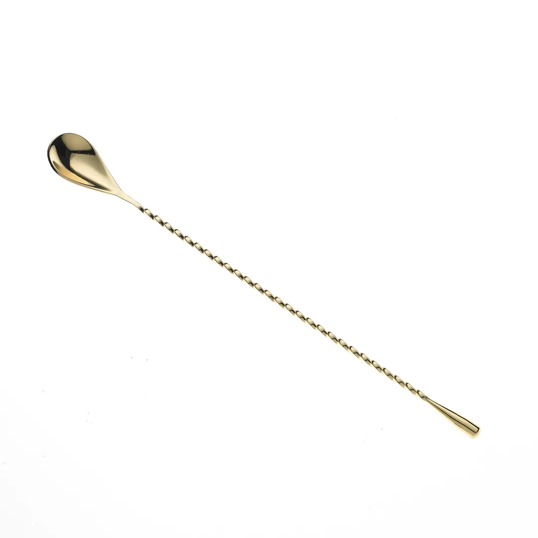 Mercer M37012GD Bar Spoon, 11-13/16" (30 cm) Teardrop End, Stem, 18/8 Stainless Steel, Gold