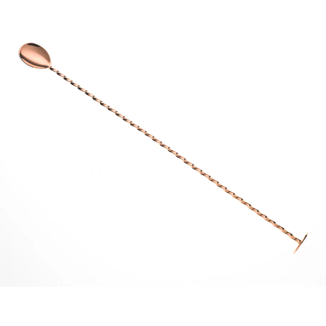 Mercer M37019CP Bar Spoon with Muddler, 15-3/4" (40 cm) Twisted, 18/8 Steel, Copper