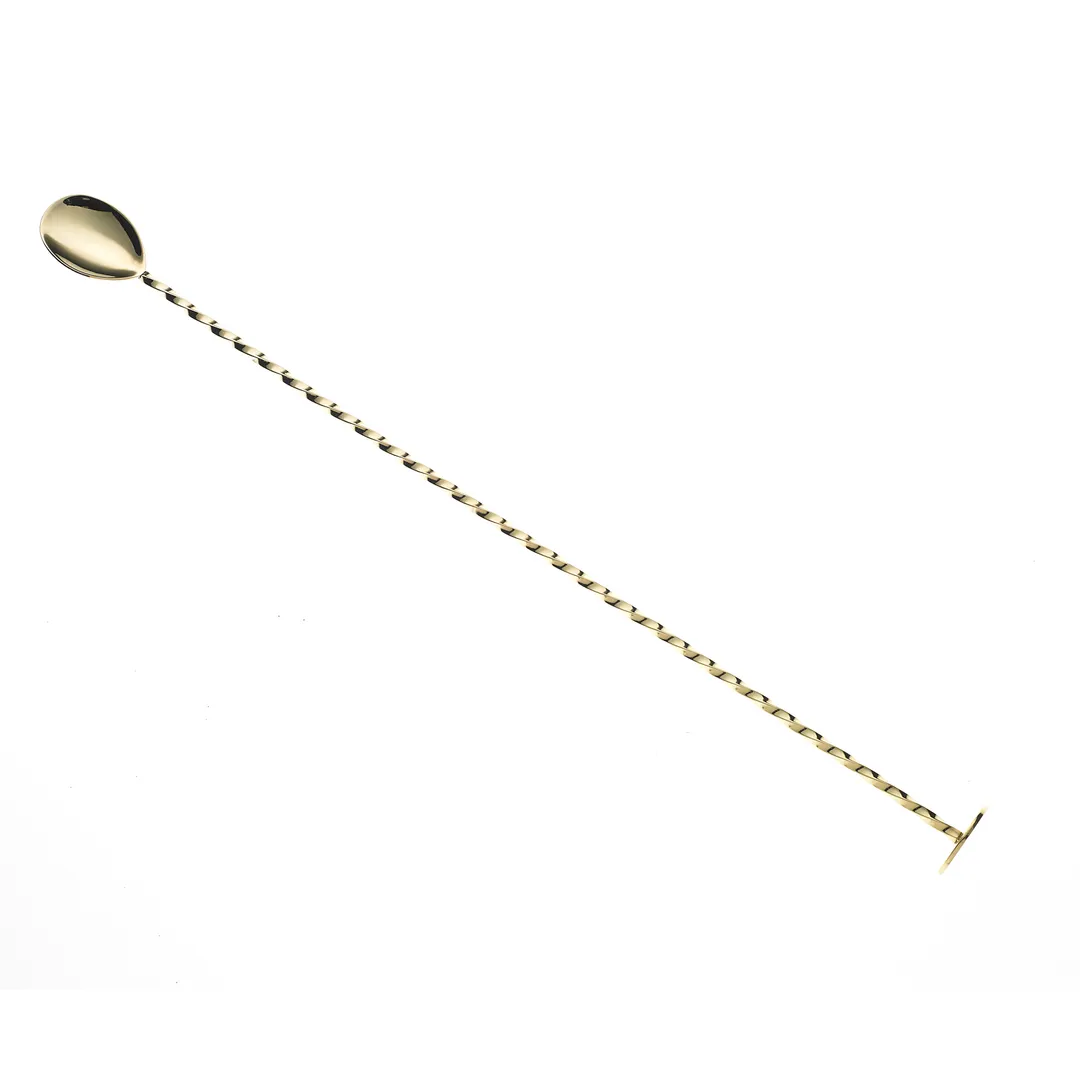 Mercer M37019GD Bar Spoon with Muddler, 15-3/4" 18/8 Stainless Steel, Gold-Plated
