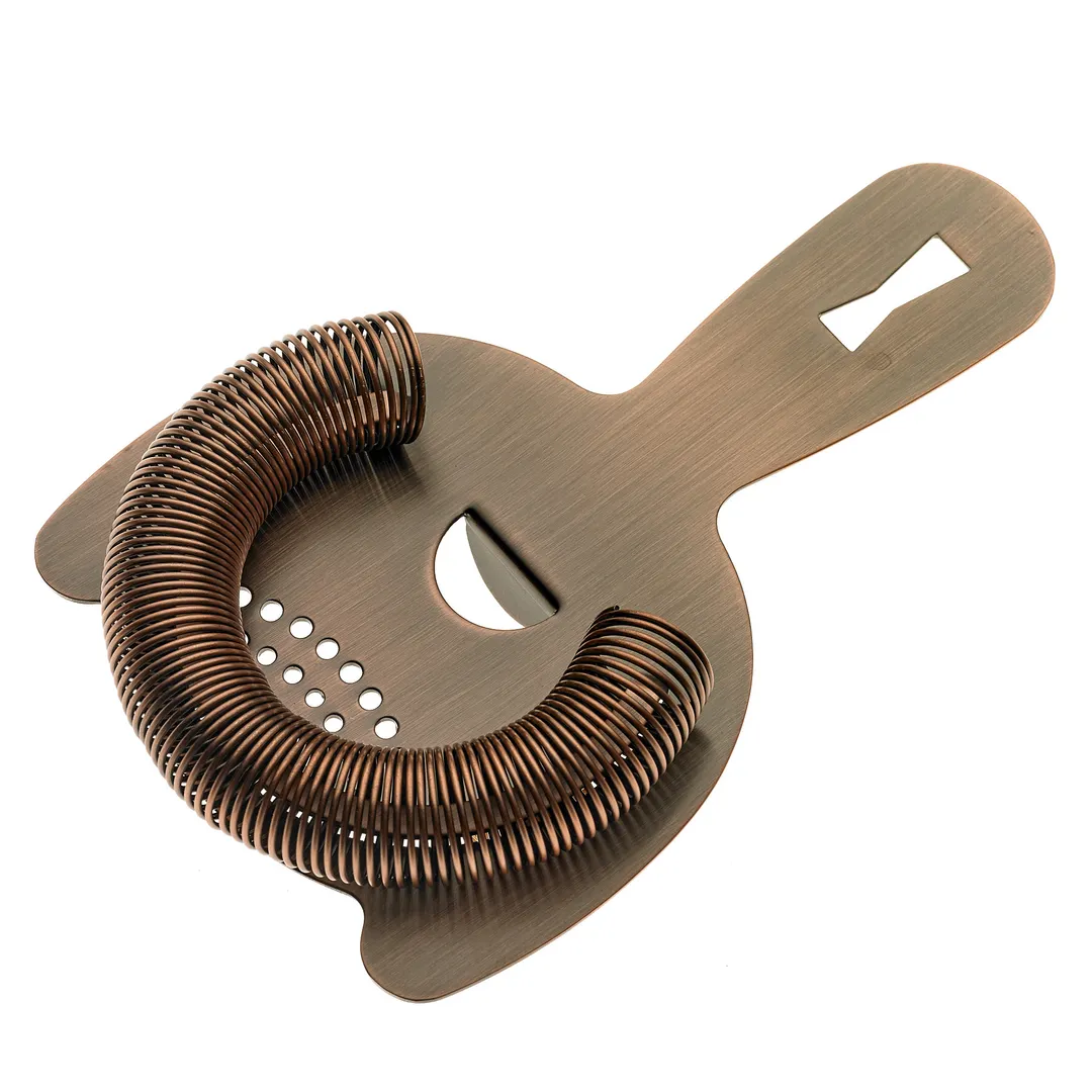 Mercer M37026ACP Barfly Bar Strainer 6" 2-Prong Spring Hanging Hole 18/8 Core Copper-Plated