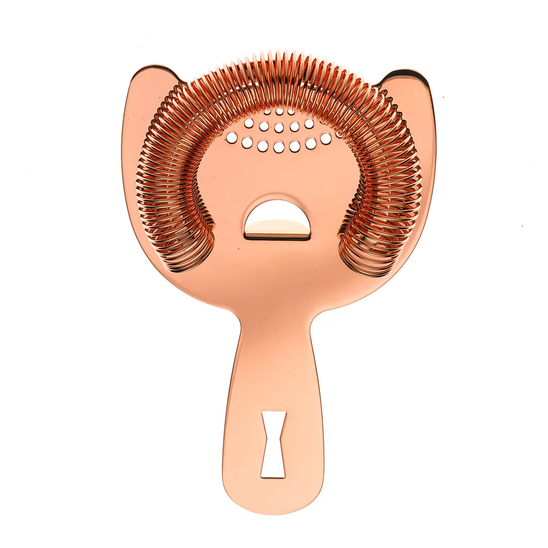 Mercer M37026CP Bar Strainer – 6" Length, Heavy 2‑Prong Spring Hanging Hole 18/8 SS Copper