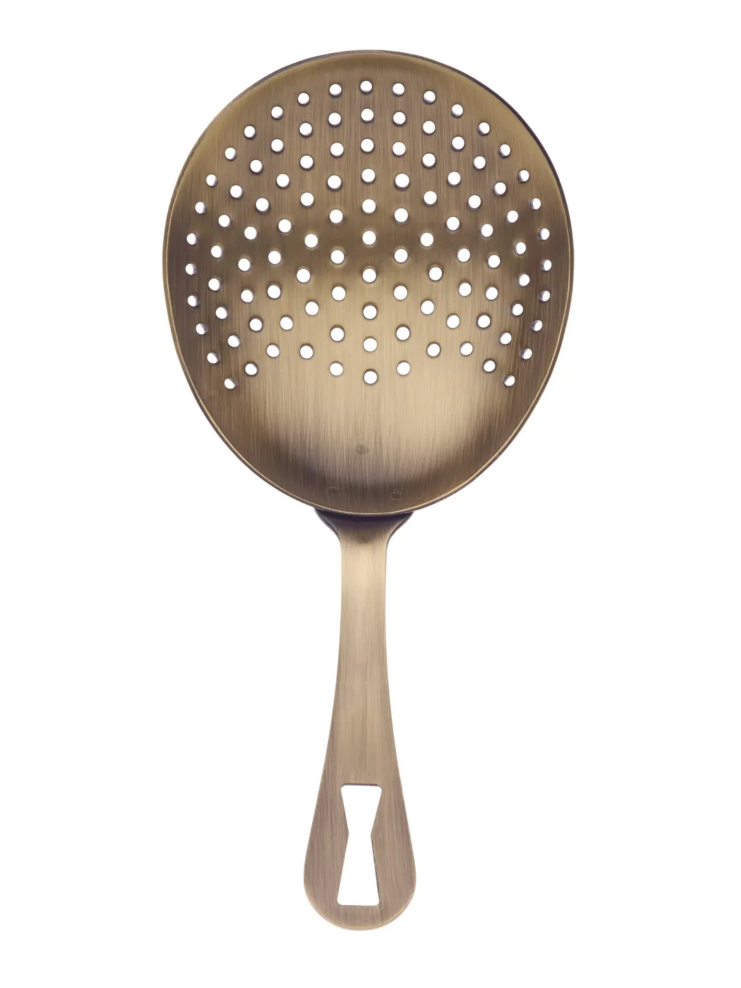 Mercer M37028ANG Julep Strainer, 6-1/2", 18/8 SS Core, Gold, Welded Handle/Hole, 2 Prongs