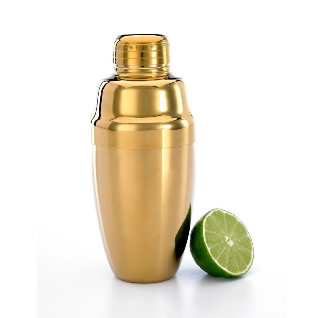 Mercer M37038GD Cocktail Shaker – 17 oz (500 ml) 3‑Piece Gold‑Plated 18/8 Stainless Steel Core