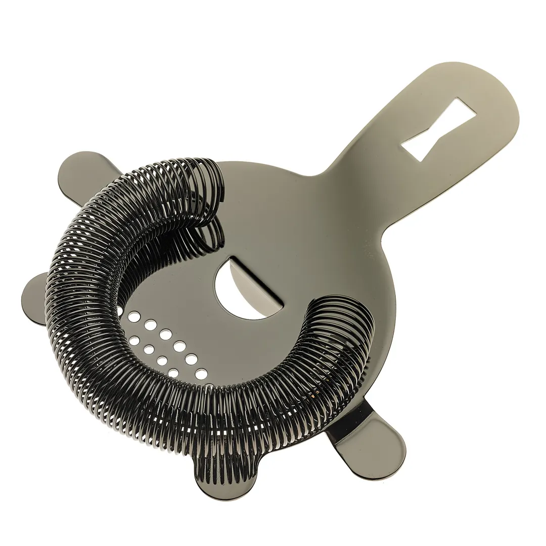 Mercer M37071BK Barfly Spring Bar Strainer- 5-5/8", 4-Prong, 18/8 Stainless, Gun-Metal Black