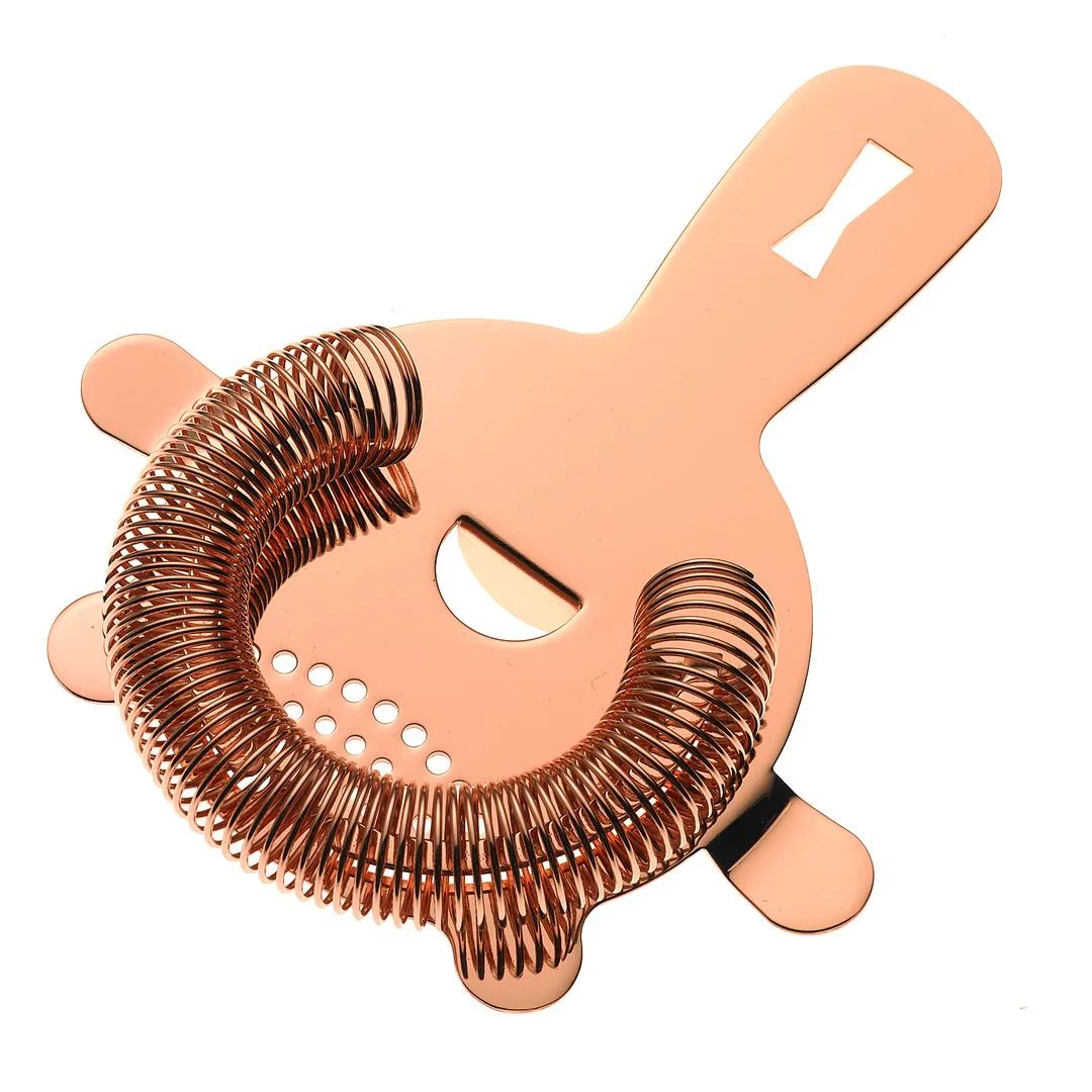 Mercer M37071CP Barfly Bar Strainer, 5-5/8", 4-Prong, Hanging Hole, 18/8 Steel, Copper