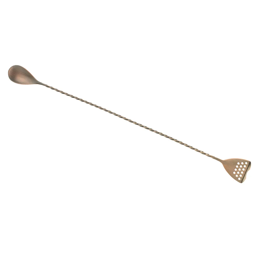 Mercer M37072ACP Bar Spoon 15-3/4" Twisted Stem, Strainer End, Stainless Steel Copper‑Plated