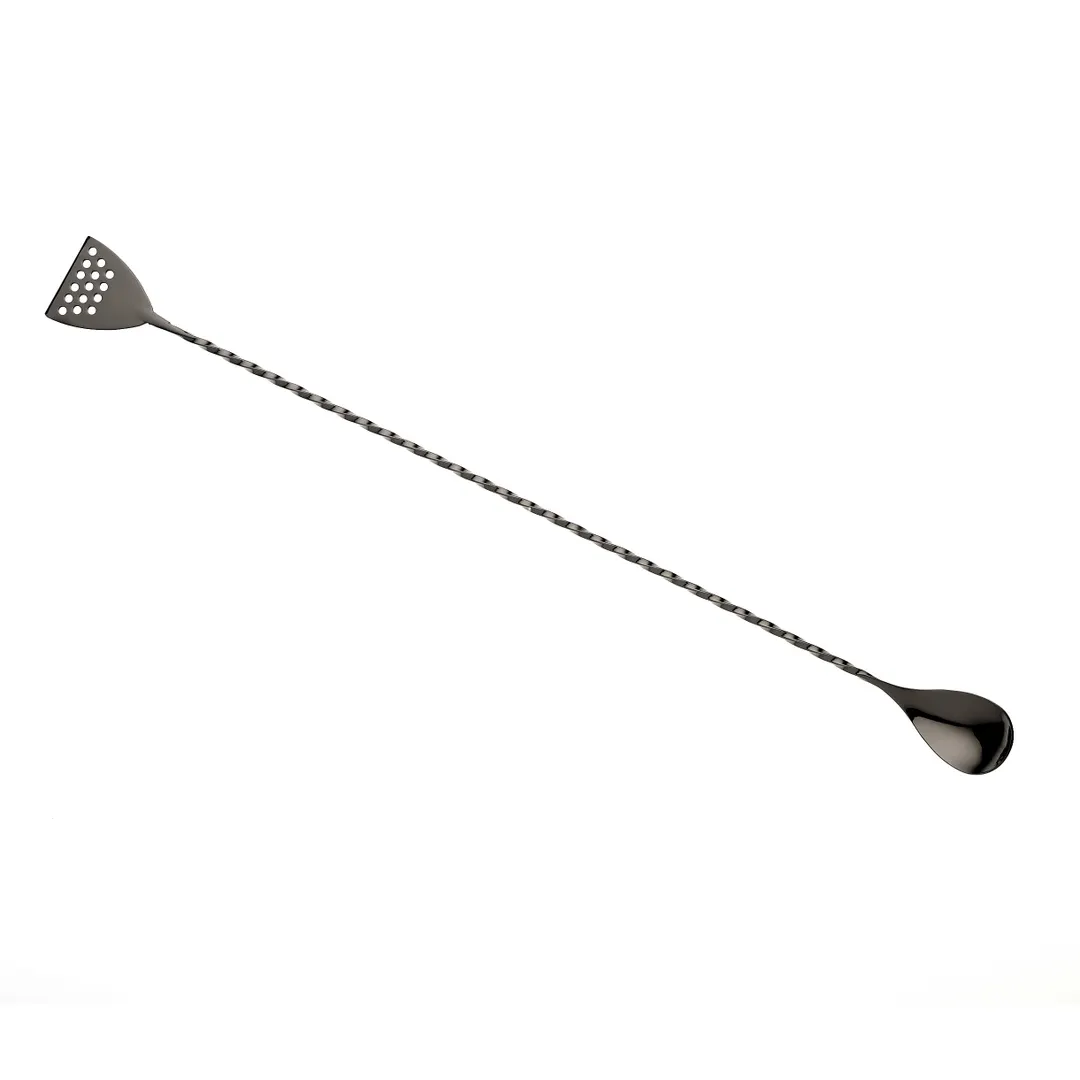 Mercer M37072BK Bar Spoon - 15-3/4" Black-Plated, 18/8 Stainless Steel Core Barfly