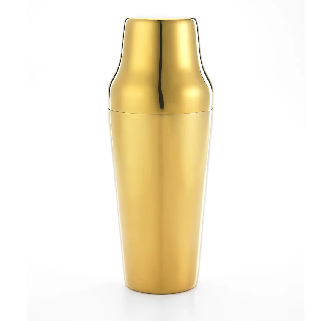 Mercer M37085GD Shaker Set, 24 oz (700 ml) 2‑Piece, 3‑1/2" Dia x 9‑3/4" H, 18/8 Stainless, Gold‑Plated