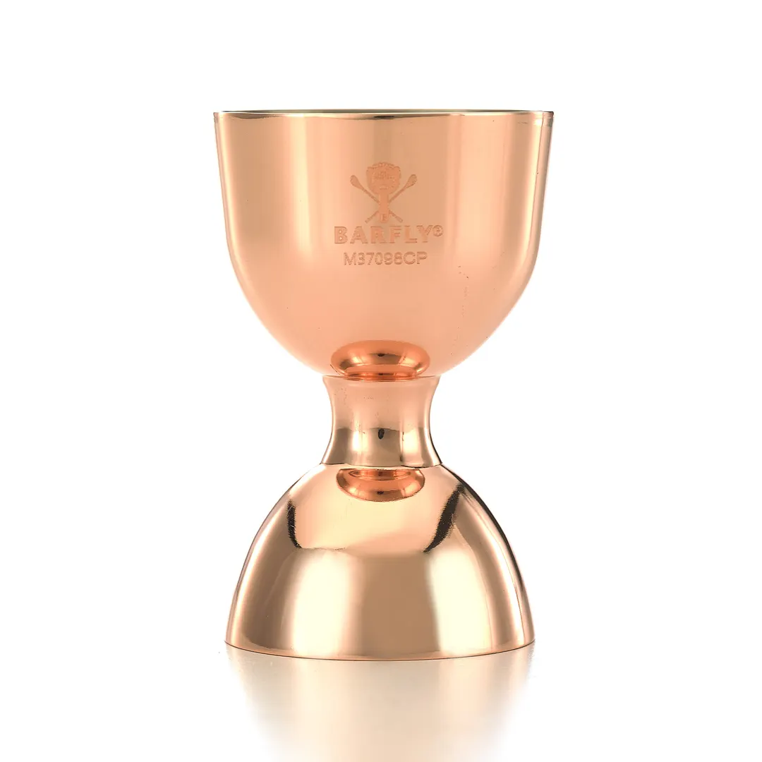 Mercer M37098CP Barfly Jigger– 25 ml (0.67 oz) & 50 ml (1.69 oz) Heavy‑Duty 18/8 Steel Copper